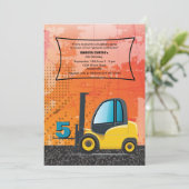 Bau-Gabelstapler-Einladung Einladung (Stehend Vorderseite)