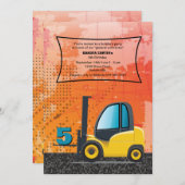 Bau-Gabelstapler-Einladung Einladung (Vorne/Hinten)