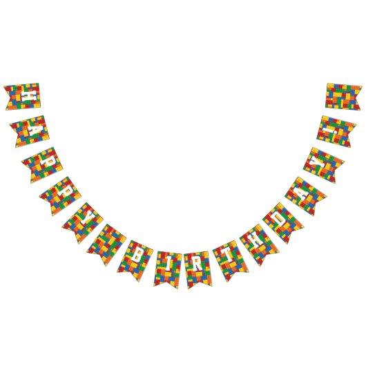 Bau-Gebäude Blocks Geburtstag Wimpelkette (Alle)