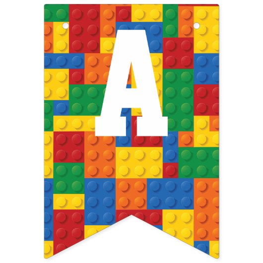 Bau-Gebäude Blocks Geburtstag Wimpelkette (Zweite Fahne)