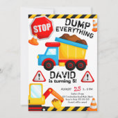 Bau Geburtstag Boy Dump Alles Einladung (Vorderseite)