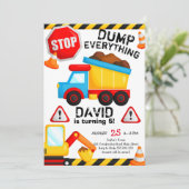 Bau Geburtstag Boy Dump Alles Einladung (Stehend Vorderseite)