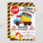 Bau Geburtstag Boy Dump Alles Einladung (Vorne/Hinten)