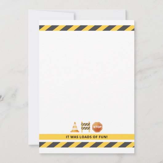 Bau Geburtstag Danke Karte (Rückseite)