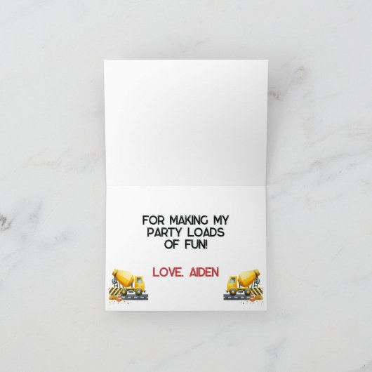 Bau Geburtstag Danke Karte (Innenseite)