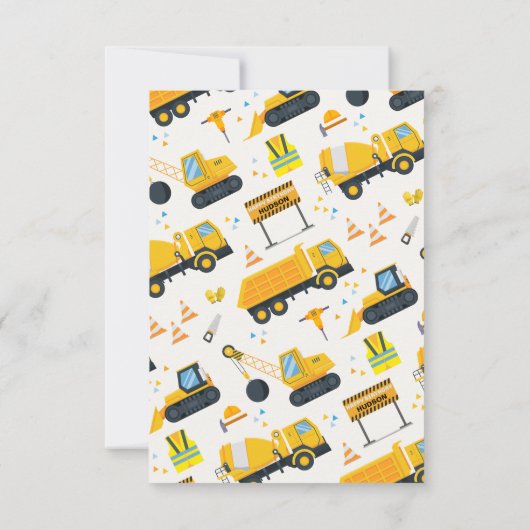 Bau Geburtstag Danke Karte - Gelber Sprung (Rückseite)