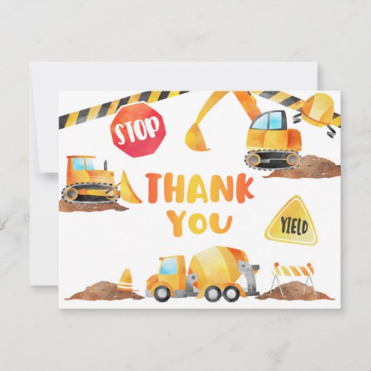 Bau Geburtstag Danke Karte - WH (Vorderseite)