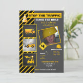 Bau Geburtstag | Dump Truck Bull Dozer Einladung (Stehend Vorderseite)