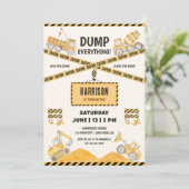 Bau Geburtstag | Dump Truck Party Einladung (Stehend Vorderseite)