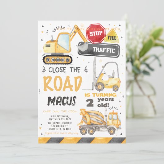 Bau Geburtstag Einladung (Stehend Vorderseite)