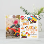 Bau Geburtstag Niedliches Foto Einladung (Stehend Vorderseite)