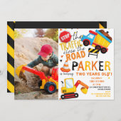 Bau Geburtstag Niedliches Foto Einladung (Vorne/Hinten)