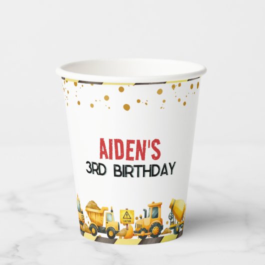 Bau Geburtstag Pappbecher (Vorderseite)