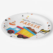 Bau Geburtstag Personalisiert Pappteller (Schrägansicht)