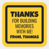 Bau Geburtstag Quadratischer Aufkleber (Vorderseite)