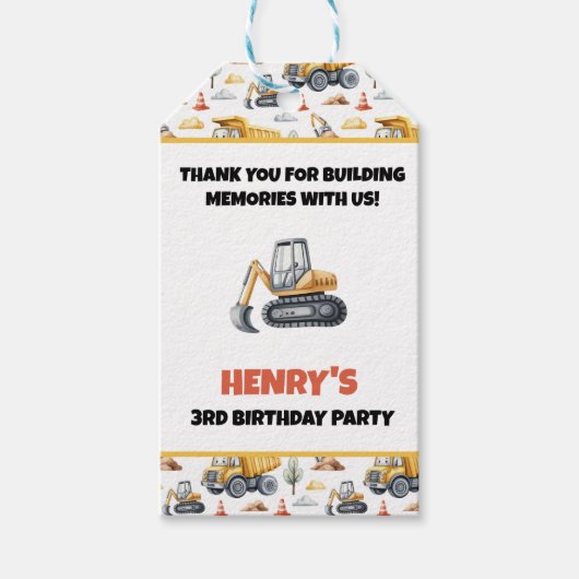 Bau Geburtstag Vielen Dank, dass Sie Digger Geschenkanhänger (Vorderseite)