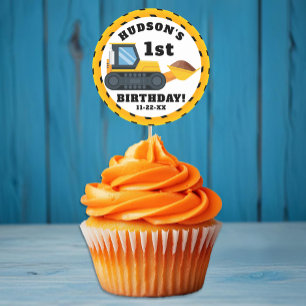 Bau Geburtstags-Gefälligkeitsaufkleber - Gelber St Runder Aufkleber