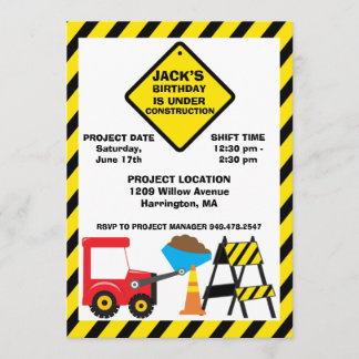 Bau-Geburtstags-Party Einladung