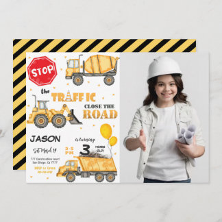 Bau Geburtstagsfeier Einladung mit Foto