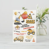 Bau Geburtstagskurve Einladung (Stehend Vorderseite)