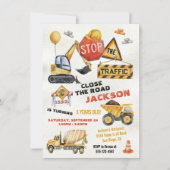 Bau Geburtstagskurve Einladung (Vorderseite)