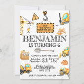 Bau Geburtstagsparty Einladung (Vorderseite)