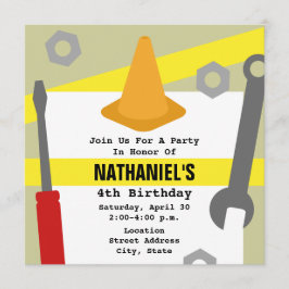 Bau Geburtstagsparty Einladung - Tools & Cone