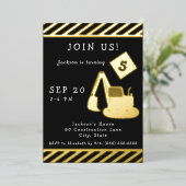 Bau Geburtstagsparty für Junge Gold Folieneinladung (Stehend vorne)