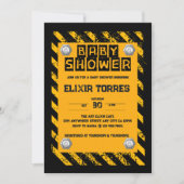 Bau Gelb- und Black-Baby-Dusche Einladung (Vorderseite)