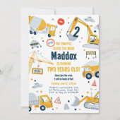 Bau Gelber Sprung LKW Digger Junge Geburtstag Einladung (Vorderseite)