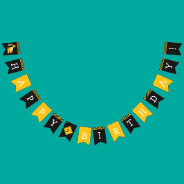 Bau glücklich Geburtstag, Bagger und Alter Junge Wimpelkette