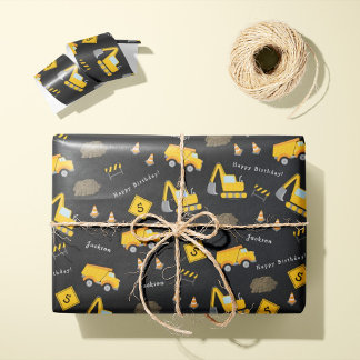 Bau glücklich Geburtstag, Junge Name Alter Muster Geschenkpapier