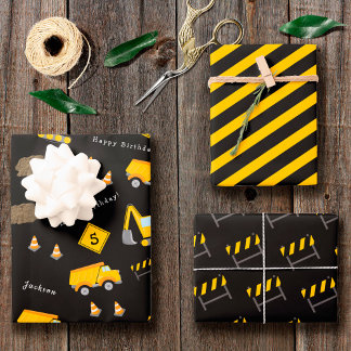 Bau glücklich Geburtstag, Junge Name Alter Muster Geschenkpapier Set