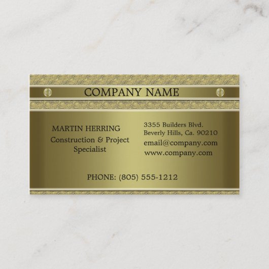 Bau-Goldmetall geprägt Visitenkarte (Vorderseite)