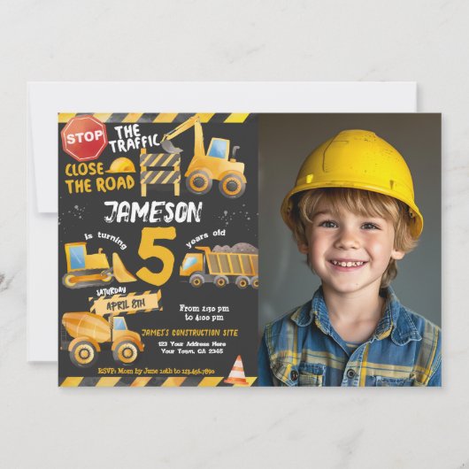 Bau, Hüftwagen Geburtstag Einladung (Vorderseite)