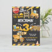 Bau, Hüftwagen Geburtstag Einladung (Stehend Vorderseite)