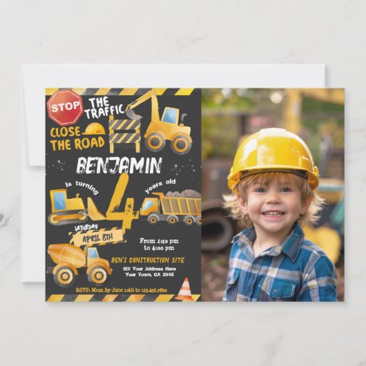 Bau, Hüftwagen Geburtstag Einladung (Vorderseite)