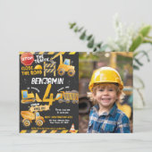 Bau, Hüftwagen Geburtstag Einladung (Stehend Vorderseite)