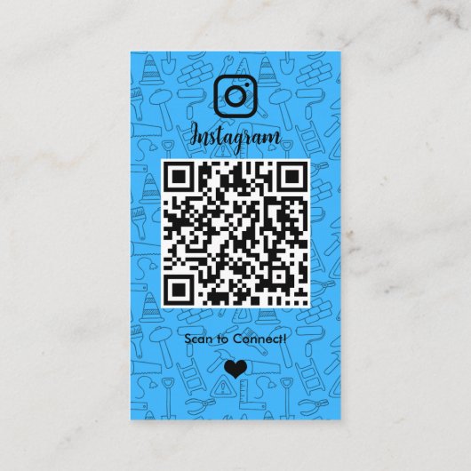 Bau Instagram Blue | QR-Code Visitenkarte (Rückseite)