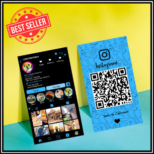 Bau Instagram Blue QR-Code Visitenkarte