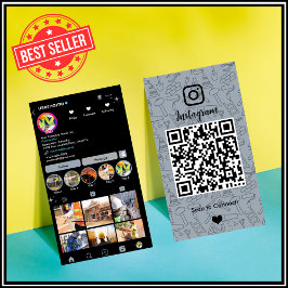 Bau Instagram Dusty Blue QR Code Visitenkarte