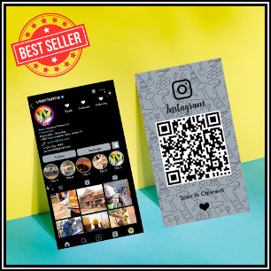 Bau Instagram Dusty Blue QR Code Visitenkarte