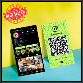 Bau Instagram Lime Green QR Visitenkarte