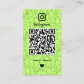 Bau Instagram Lime Green QR Visitenkarte (Rückseite)