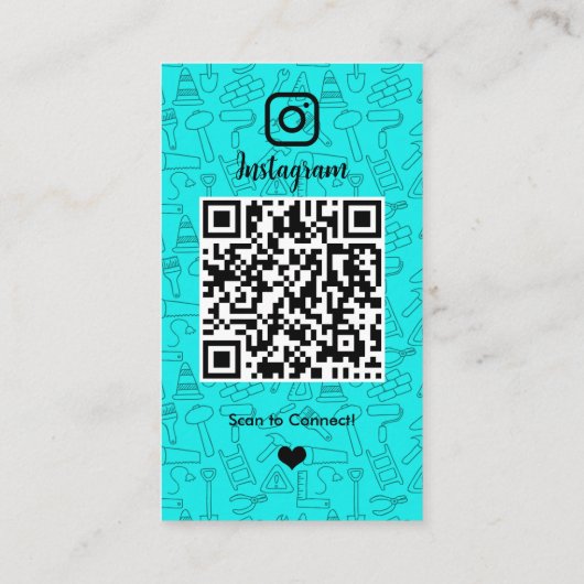 Bau Instagram Turquois | QR-Code Visitenkarte (Rückseite)