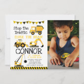 Bau, Kipper mit Foto Einladung (Vorderseite)