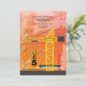 Bau-Kran-Einladung Einladung (Stehend Vorderseite)