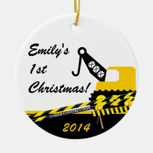 Bau-Kran-personalisierte Namensverzierung Keramikornament (Vorne)