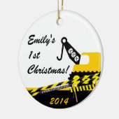 Bau-Kran-personalisierte Namensverzierung Keramikornament (Links)