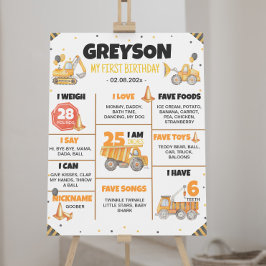 Bau-Lastkraftwagen Geburtstag Milestone-Zeichen Poster